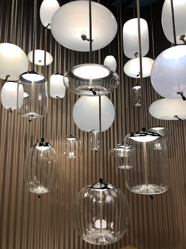 A collection of Brokis Knot Pendant Lights