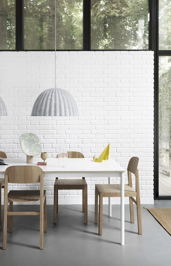 White Muuto Base Dining Table & Workshop dining Chairs