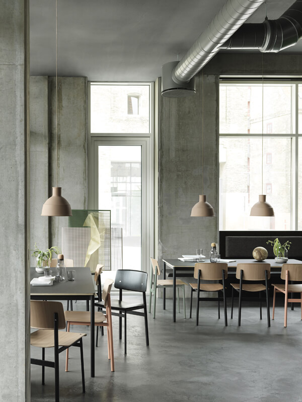 Muuto Unfold Pendant Lights in a cafe