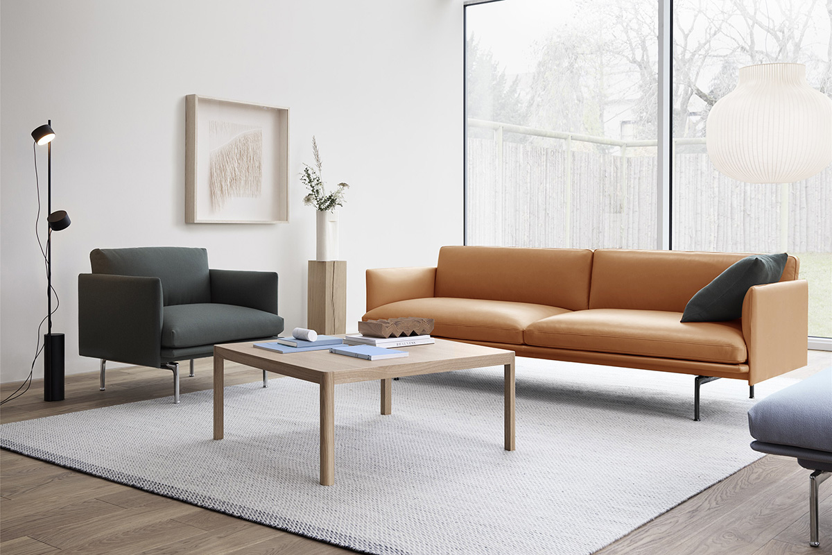 Muuto Outline Sofa and Armchair in a minimal living room