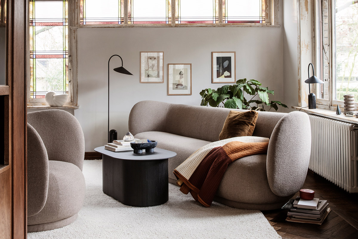 The Ferm Living Rico Sofa in a neutral living room