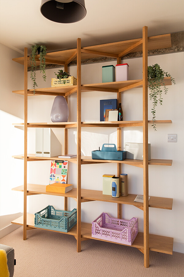 The HEM Zig Zag shelving unit with colourful accessories