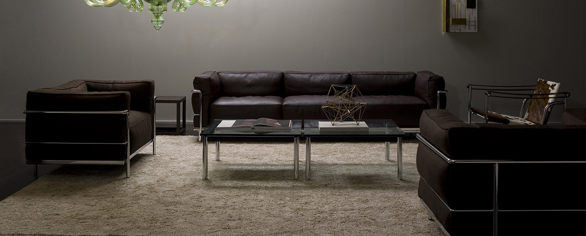 Cassina 3 Fauteuil Grand Confort Sofa in dark brown leather