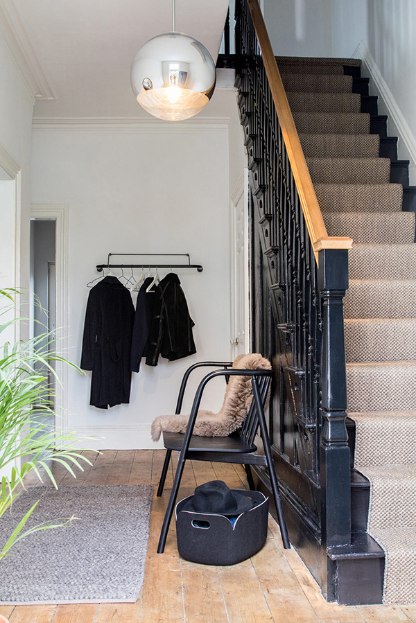 Tom Dixon Mirror ball pendant light in hallway