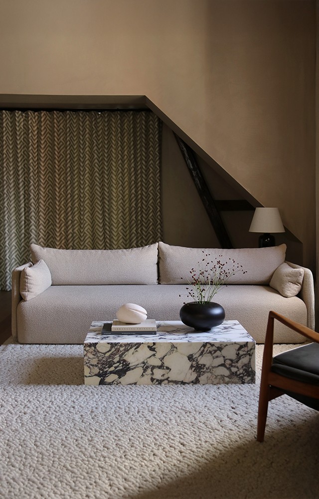 Audo Copenhagen Offset Sofa with Plinth Coffee Table in Audo House Suite. 