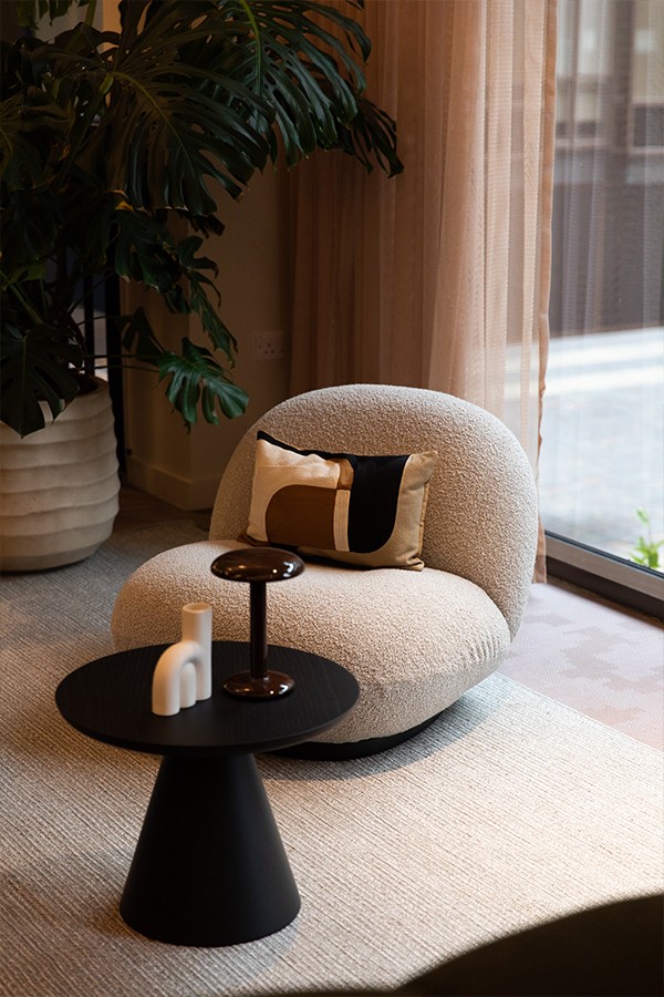 Pacha Lounge Chair with Gustave Portable Lamp in defined lounge break-out spaces at Pall Mall Workspace