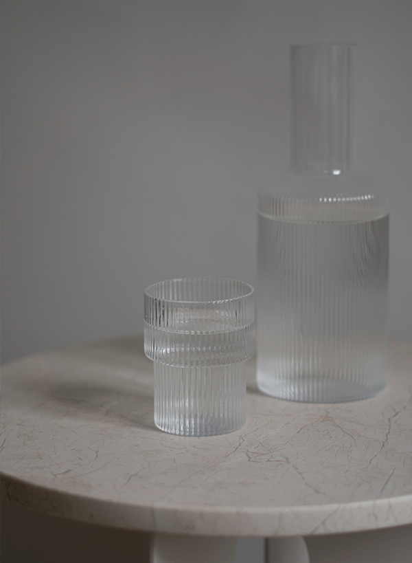 Ferm Living Ripple Carafe and Glass with water