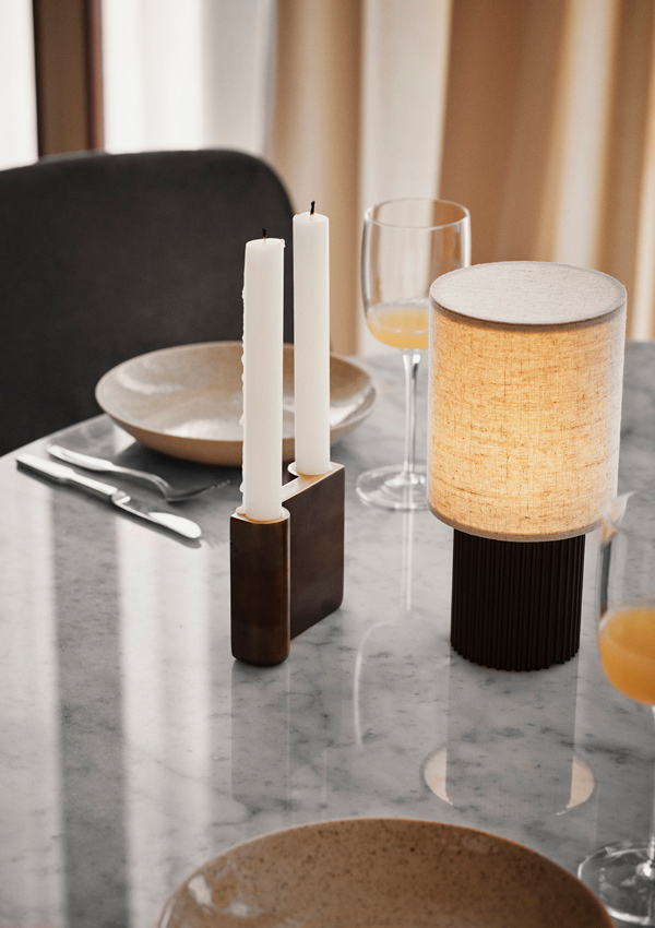 &Tradition SC52 Manhattan Portable Table Lamp on a dining table