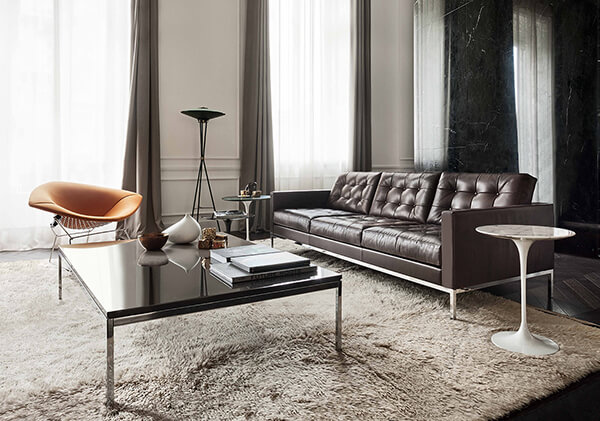 Florence Knoll Three Seater Sofa in mid-century interior
