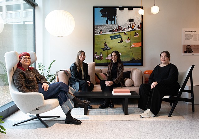 Team Shot of Nest Contracts and Nest Sales Team seated in the Park Hill Showroom