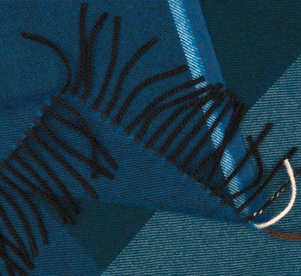 Details of the Vitra Colour block Blanket in Black Blue