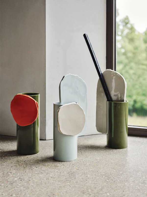 Set of 3 Vitra Decoupage Vases by a window