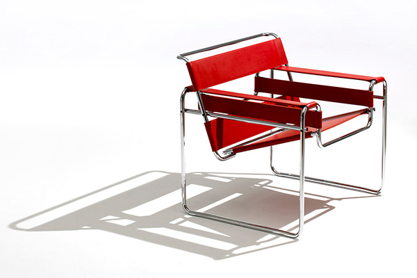 The Knoll Studio Wassily Lounge Chair in red leather