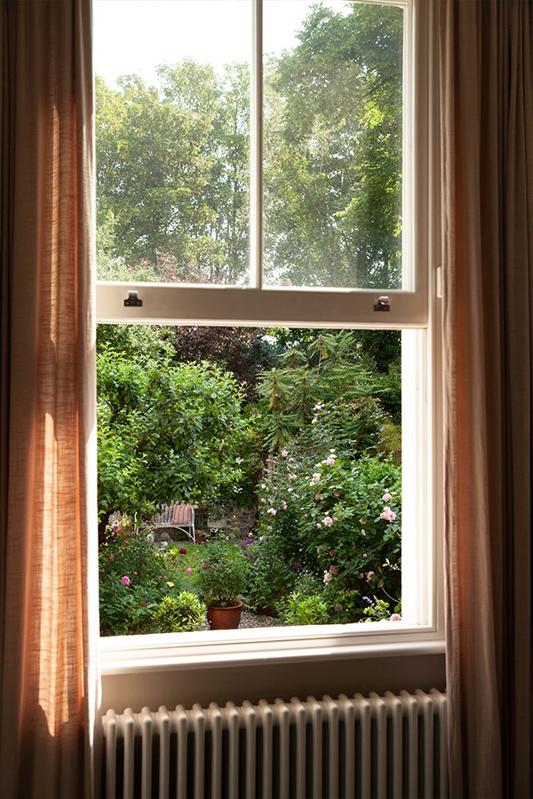 View of garden from inside Stina's home