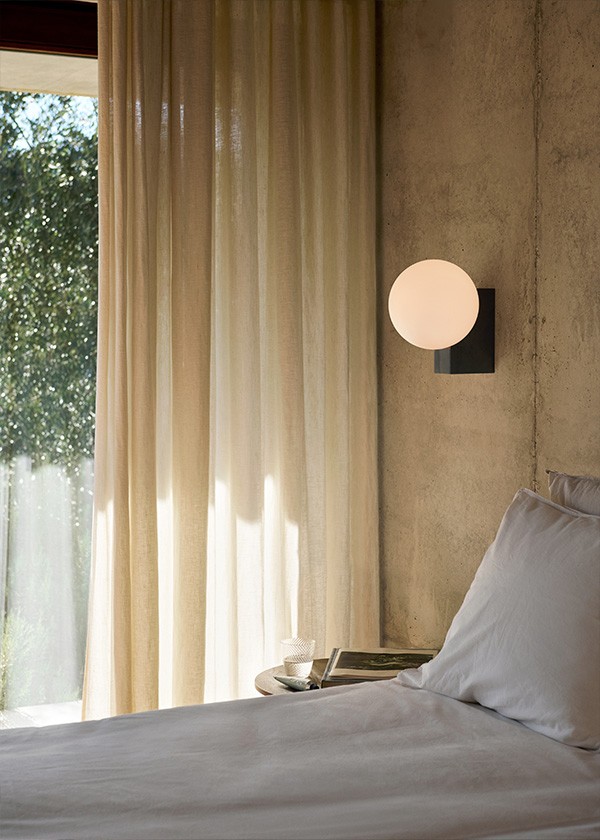&Tradition SHY2 Journey Wall Light in a bedroom on a beige wall