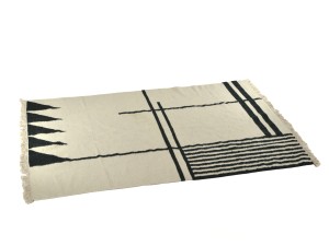 Ex-Display Ferm Living Kelim Rug Black Lines Large