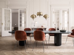 Gubi Beetle Dining Chair Fully Upholstered in Gubi Velvet