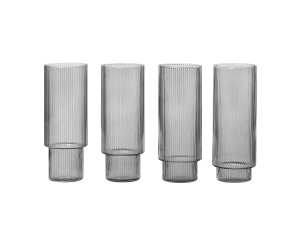 Ferm Living Ripple Long Drink Glasses - Grey