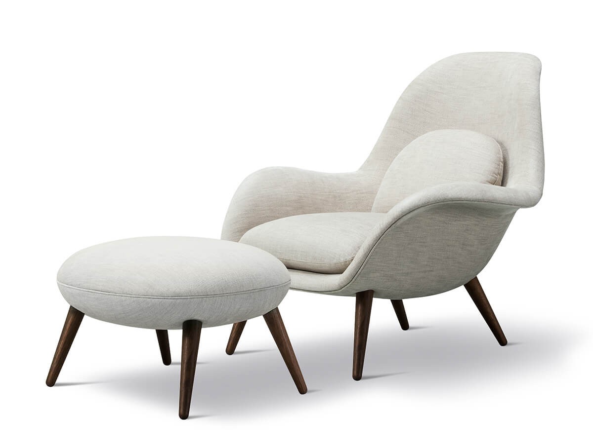 Buy the Fredericia Swoon Lounge Chair with Wood Base at nest.co.uk