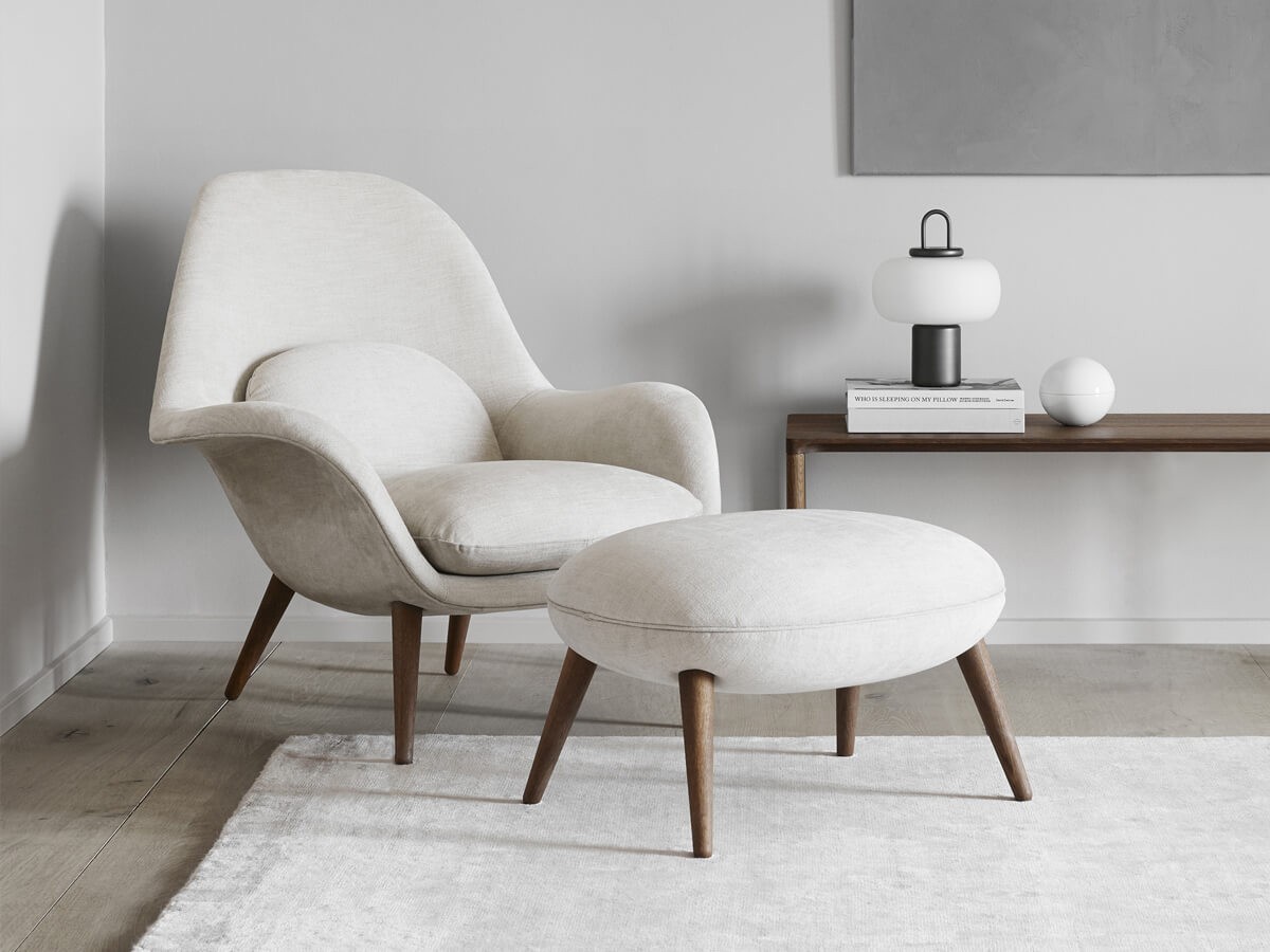 Buy the Fredericia Swoon Lounge Chair with Wood Base at nest.co.uk