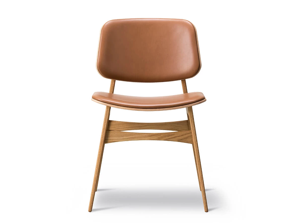 Fredericia Soborg Chair Front Upholstered with Wood Base