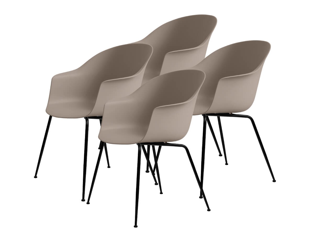 Gubi Bat Dining Chair - Black Metal Base - Set of 4