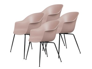 Gubi Bat Dining Chair - Black Metal Base - Set of 4