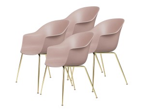 Gubi Bat Dining Chair - Brass Metal Base - Set of 4