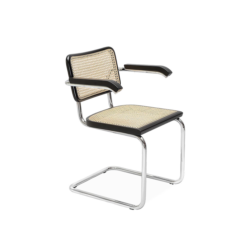 knoll cesca chair with arms  cane seat  back