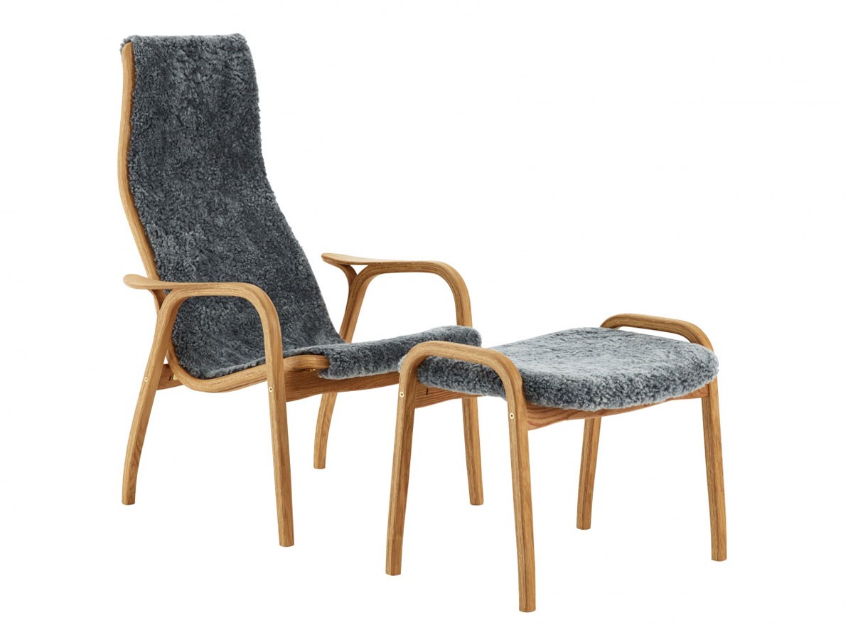 Buy the Swedese Lamino Easy Chair & Footstool in Skandilock Sheepskin