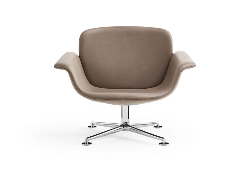 Buy the Knoll Studio KN04 Lounge Chair With Swivel Base Leather at