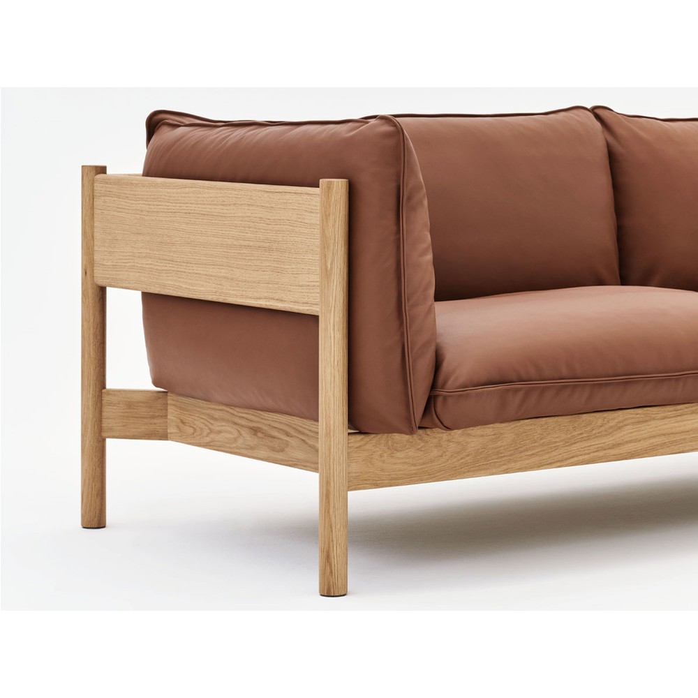 Buy the Hay Arbour Two Seater Sofa Leather Oak Frame at nest.co.uk