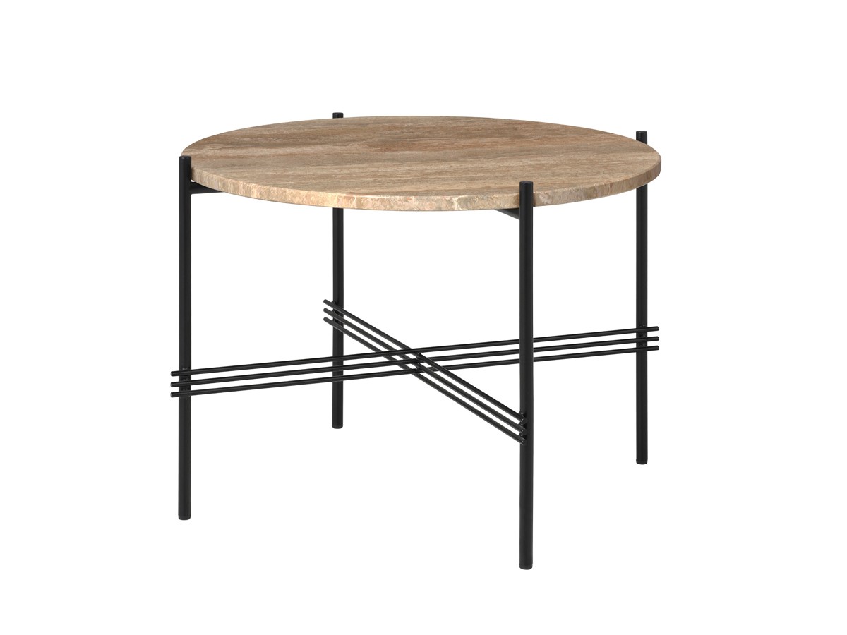Gubi TS Travertine Coffee Table - Black Base
