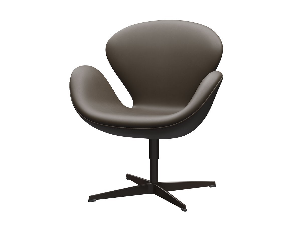 Fritz Hansen Swan Chair - Leather with Brown Bronze Base