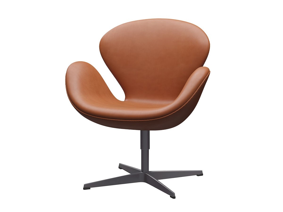 Fritz Hansen Swan Chair - Leather with Silver Grey Base