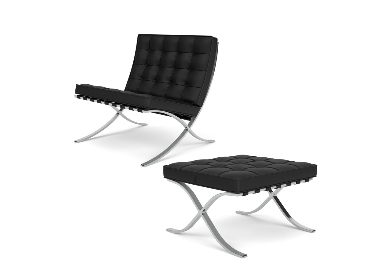 Buy the Knoll Studio Barcelona Chair and Footstool Relax Version at