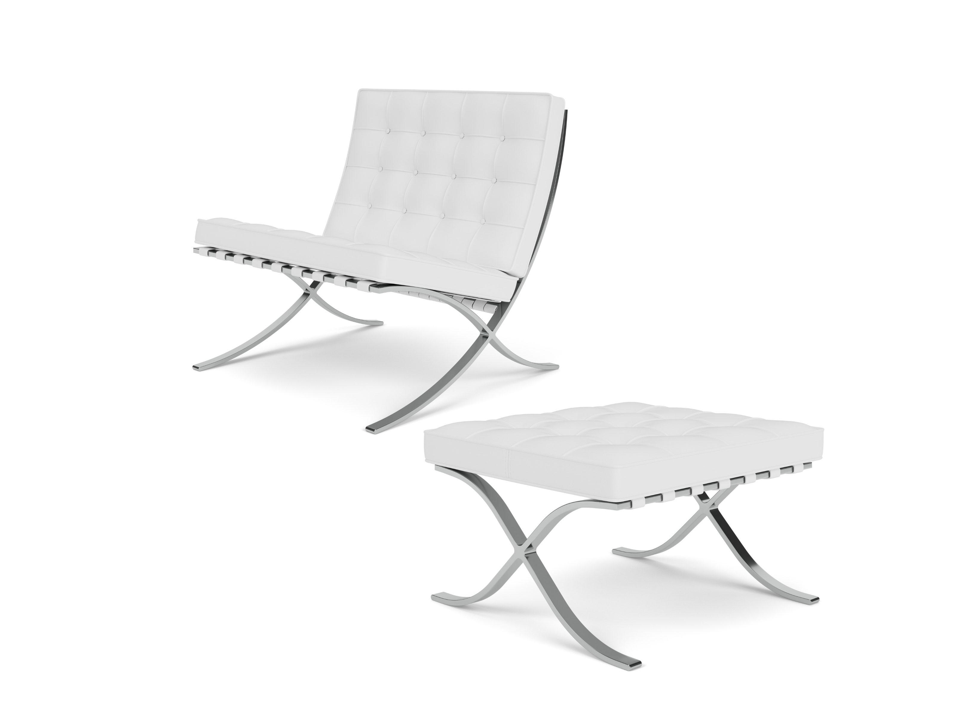 Buy the Knoll Studio Barcelona Chair and Footstool Relax Version at