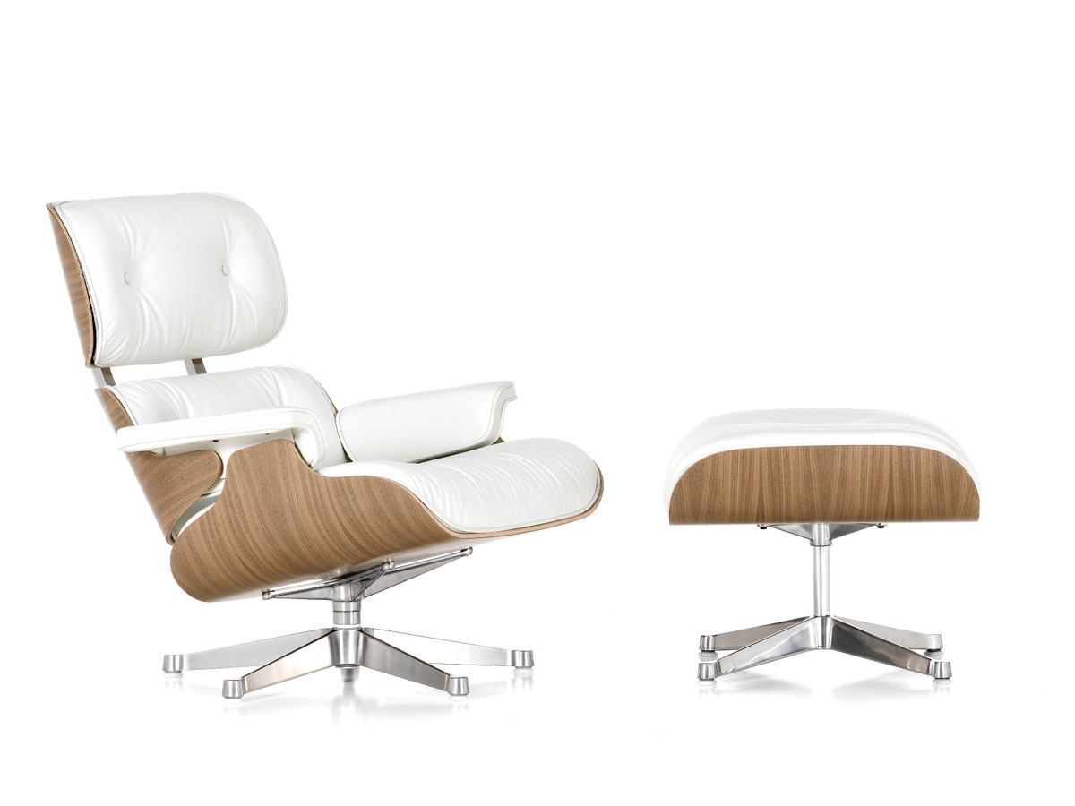 Vitra Eames Lounge Chair & Ottoman - White Pigmented Walnut