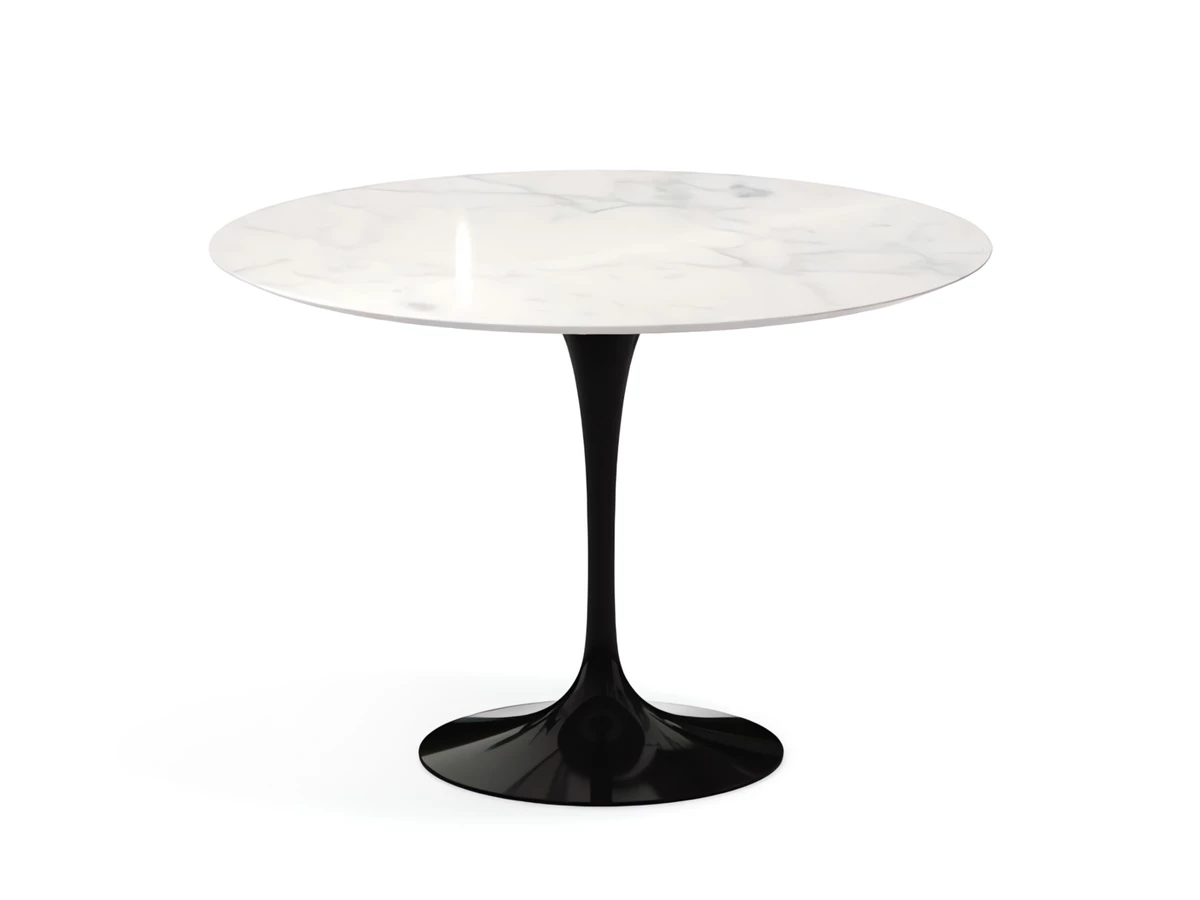 Knoll Studio Saarinen Tulip Dining Table - Round - Marble - Black Base