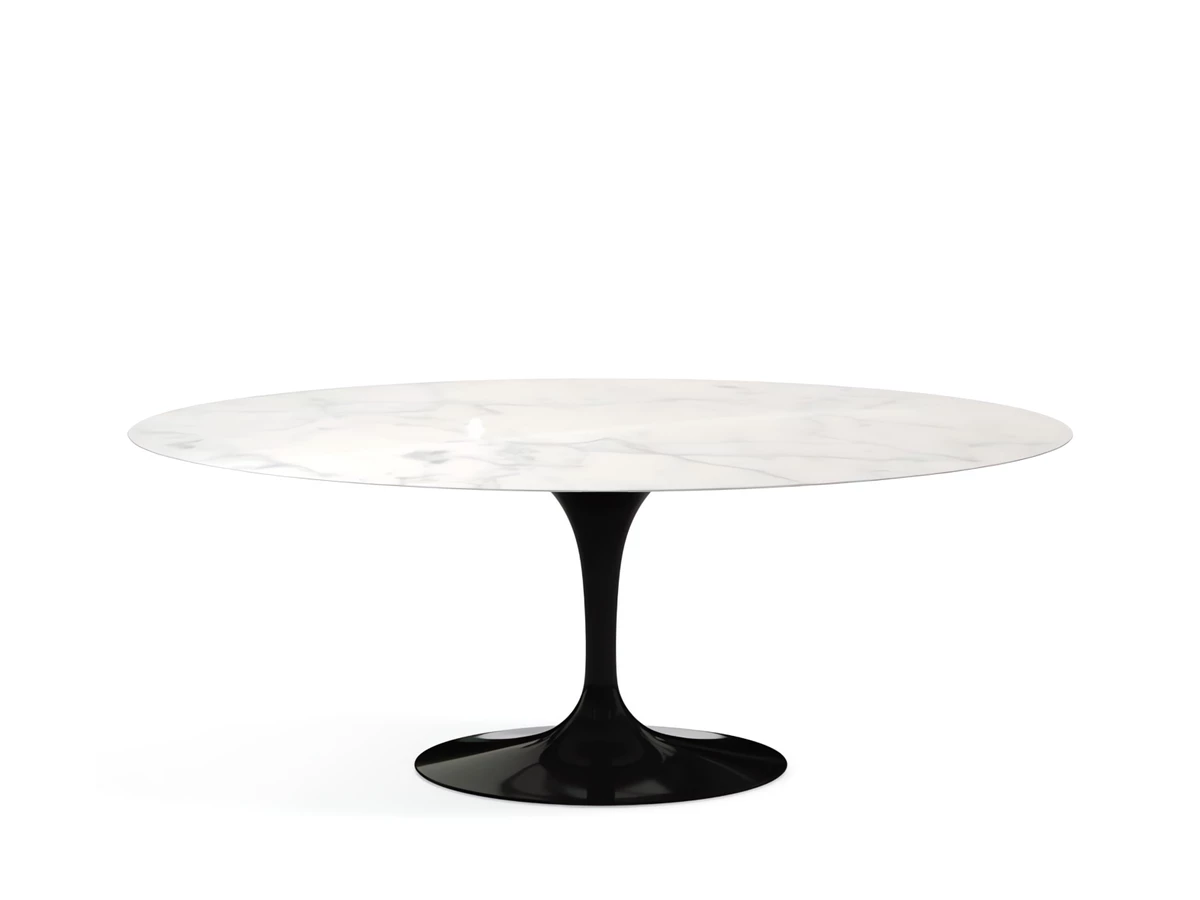 Knoll Studio Saarinen Tulip Dining Table - Oval - Marble - Black Base