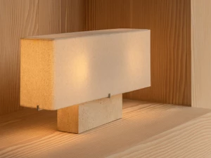 Audo Copenhagen Nonna Table Lamp with Travertine Base - Wide