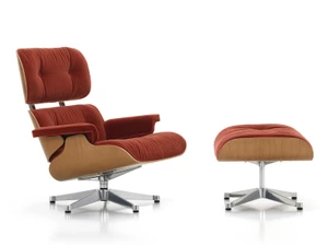 Vitra Eames Lounge Chair & Ottoman - Cherry - Calma Fabric