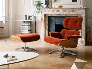 Vitra Eames Lounge Chair & Ottoman - Cherry - Calma Fabric