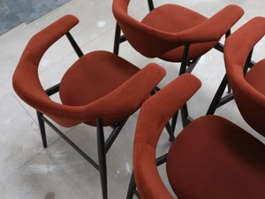 GUBI Masculo Dining Chair - Brown Fabric - Set of 4 - Ex-Display