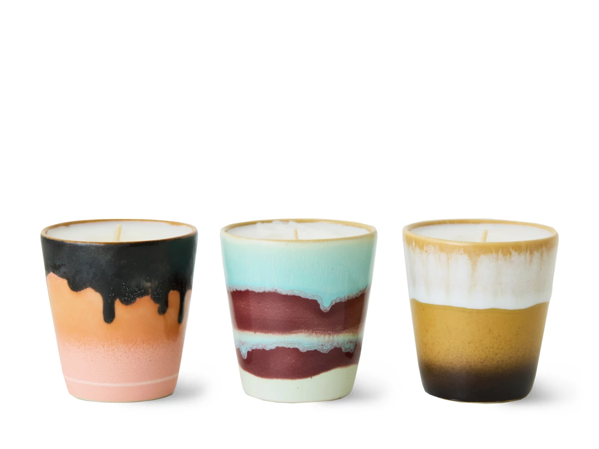 HKLIVING 70s Ceramics: Christmas Special Mini Candles - Set of 3