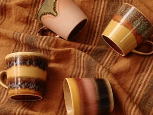 HKLIVING 70s Ceramics: Cappuccino Mugs - Set of 4