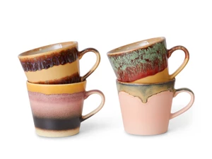 HKLIVING 70s Ceramics: Cappuccino Mugs - Set of 4