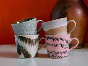 HKLIVING 70s Ceramics: Cappuccino Mugs - Dada - Set of 4
