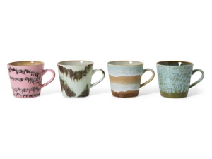 HKLIVING 70s Ceramics: Cappuccino Mugs - Dada - Set of 4
