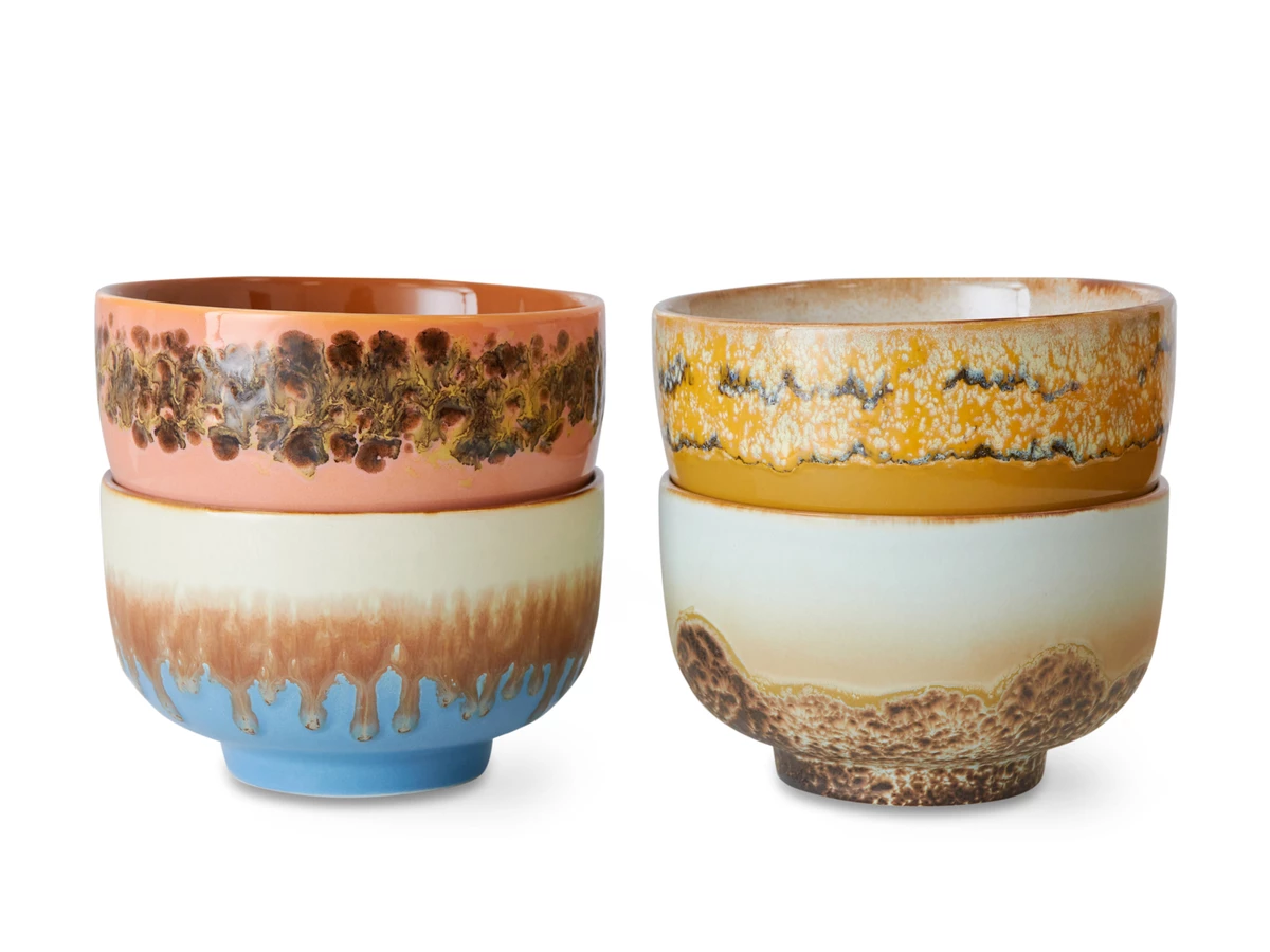 HKLIVING 70s Ceramics: Noodle Bowls - Seabreeze - Set of 4